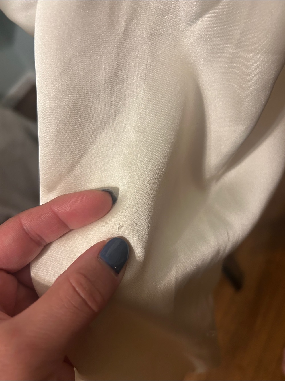 Sincerely Jules Cream Satin V-Neck Button Front Blouse - Picture 3 of 8